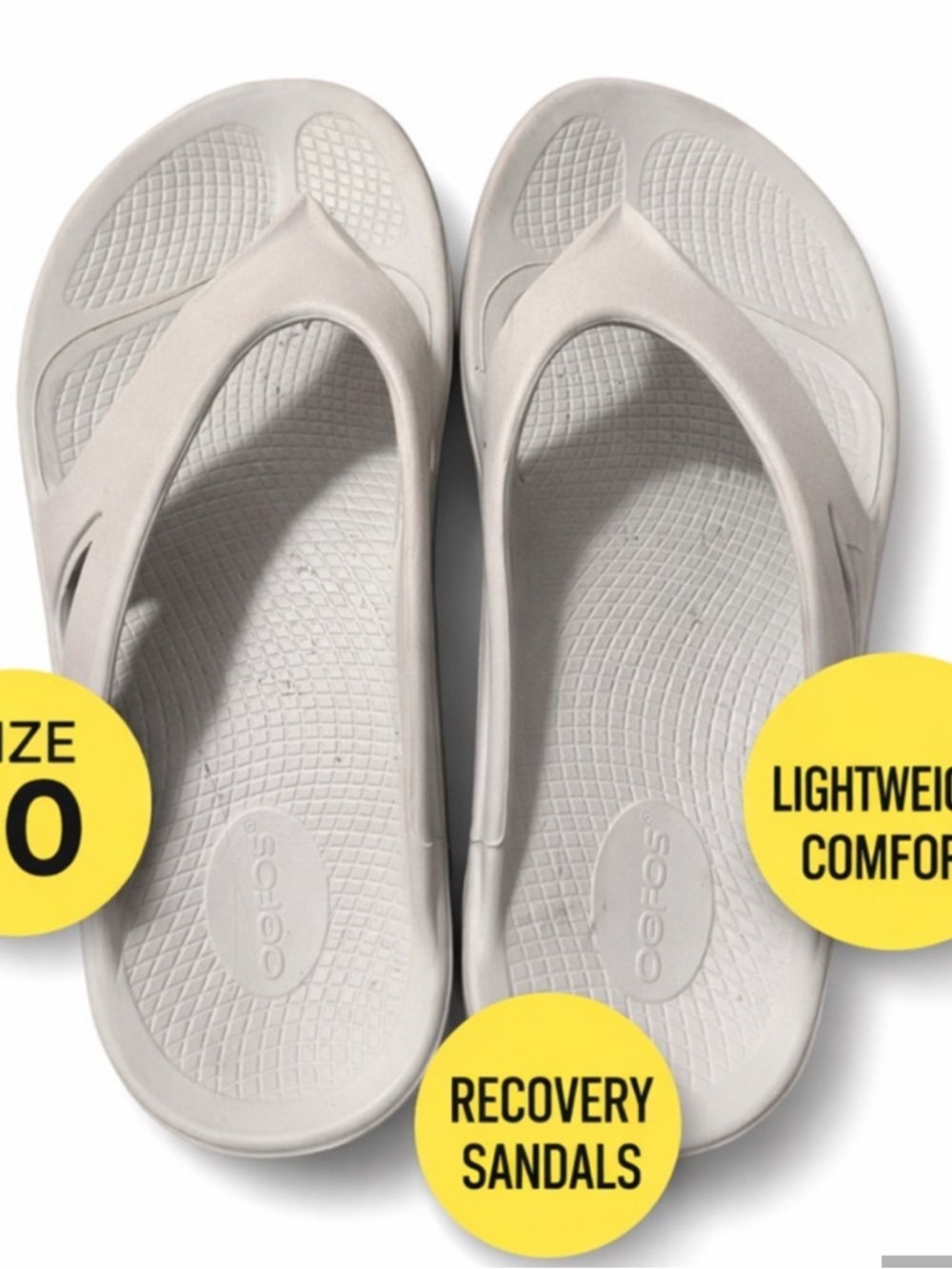 OOFOS Men's Light Gray Recovery Flip Flops